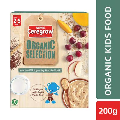 Nestle Ceregrow Organic Selection (2 to 5 Years) Powder 200 gm - Multigrain with Ragi and Mixed Fruits (Refill Pack) - Baby And Infant Supplements