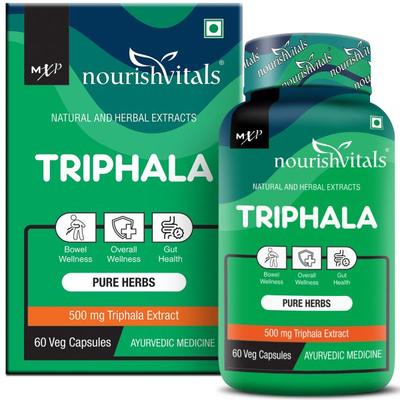 NourishVitals Triphala 500 mg Veg Capsule 60's - Herbal Dietary Supplement
