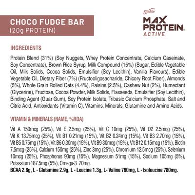 RiteBite Max Protein Active Choco Fudge Bar (Pack of 6 x 75 gm) - Nutritional Bars