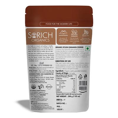 Sorich Organics Ceylon Cinnamon Powder 200 gm - Herbal Dietary Supplement