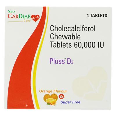 PLUSS D3 ORANGE FLAVOUR 60K Chewable tablet 4's - Supplements-Vit