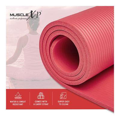 MuscleXP (13 mm) Thick NBR Material Yoga Mat - (Red) 1's - Workout Essentials