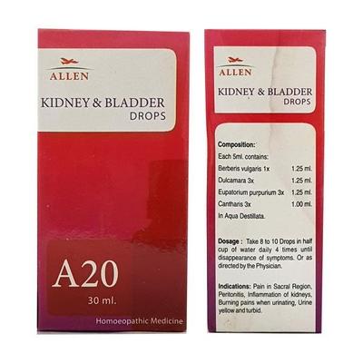 Allen A20 Kidney and Bladder Drops 30 ml - Homeopathic Drops