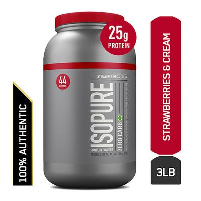 Isopure Zero Carb Protein Powder - Strawberries & Cream Flavour 3 lb - Workout Essentials
