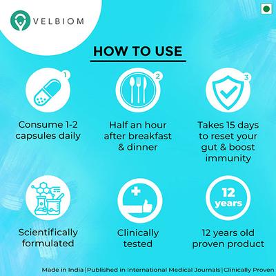 Velbiom Lactogut Pre & Probiotic Veg Capsule (3 x 10's) - Digestive Health