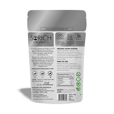 Sorich Organics Organic Cocoa Powder 400 gm - Herbal Dietary Supplement