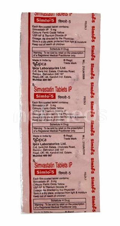 Simlo 5mg Tablet 10'S - High Cholesterol-Dys