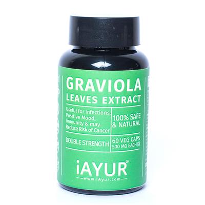 iAYUR Graviola Leaves Extract 500 mg Veg Capsule 60's - Herbal Dietary Supplement