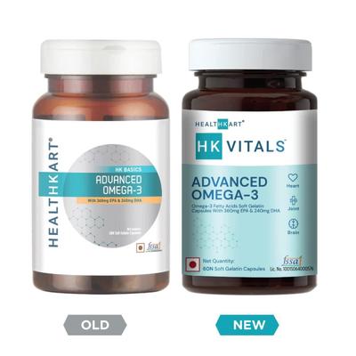 HealthKart Advanced Omega 3 Capsules 60's - Omega Fish Oil Fatty Acids