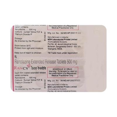 RAN CV 500mg Tablet 10'S - Angina