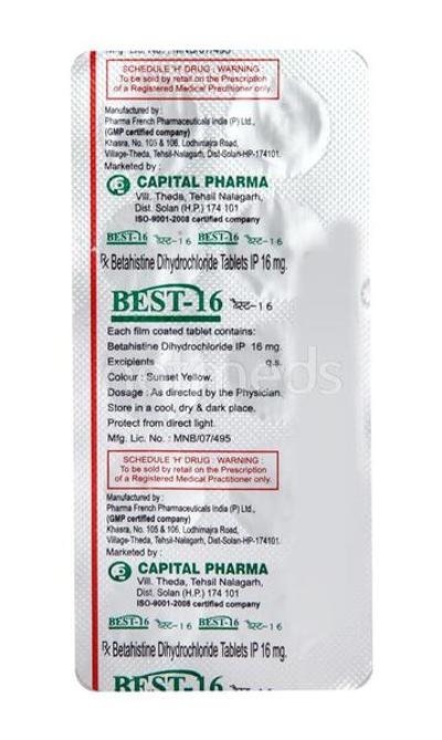 Best 16mg Tablet 10'S - Vertigo-Ant