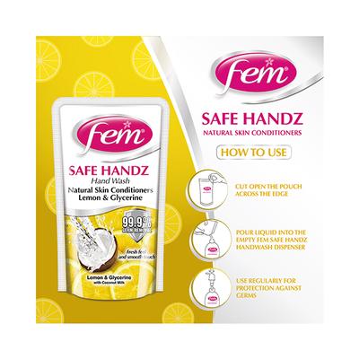 Fem Soft Handz Handwash - Lemon & Glycerine 185 ml - Hand Wash & Soaps