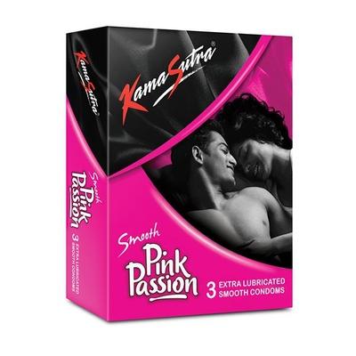 Kamasutra Smooth Condoms - Pink Passion 3's - Plain/Flavoured Condoms