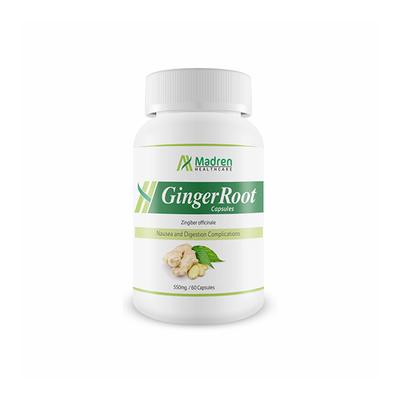 Madren Healthcare Ginger Root 550mg Capsules 60's - Herbal Dietary Supplement
