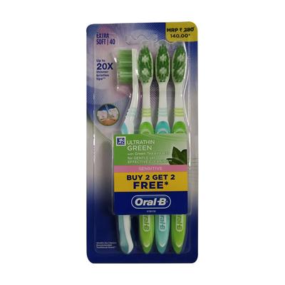 Oral B Ultrathin Green Extra Soft Toothbrush - Sensitive (Buy 2 Get 2 Free) - Toothbrushes