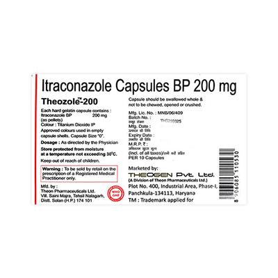 THEOZOLE 200 Capsule 10's - Fungal Infections-Anf