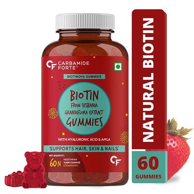 CF Biotinova Hair Skin & Nails Gummies Veg Capsule - Strawberry Flavor 60's - Hair & Skin