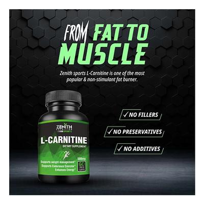 Zenith Nutrition L-Carnitine 500 mg Capsules 60's - Amino Acids