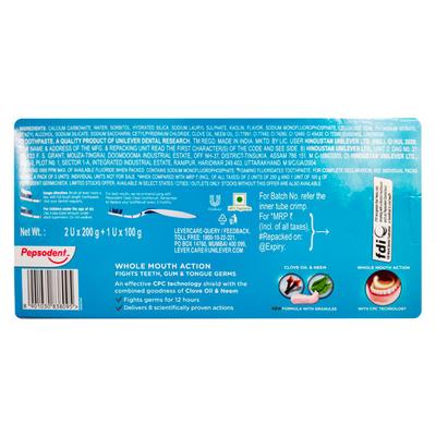 Pepsodent Germi Check 8 Actions Toothpaste (2 x 200 gm + 1 x 100 gm) - Toothpaste