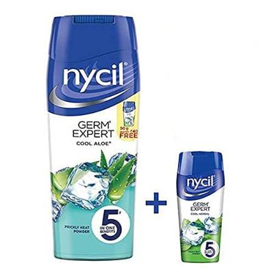 Nycil Germ Expert Powder - Cool Aloe 150 gm (Free Cool Herbal 60 g) 1's - Talcum Powders
