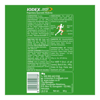 Iodex Rapid Action Spray 60 gm - Pain Relief Spray
