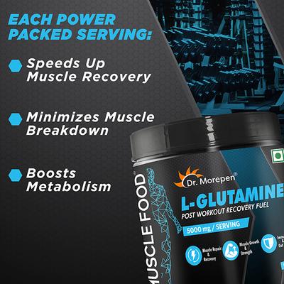 Dr. Morepen Muscle Food L Glutamine Post Workout Powder 250 gm - Workout Essentials
