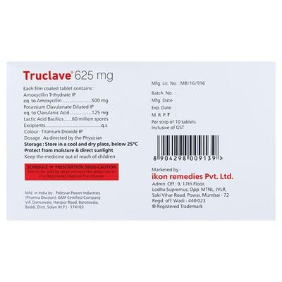 Truclave 625Mg Tablet 10's - Bacterial Infections-Pen