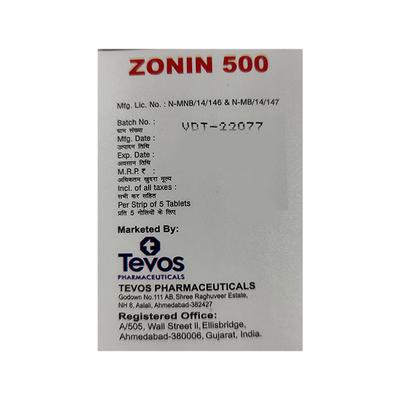 ZONIN 500 Tablet 5's - Bacterial Infections-Mac