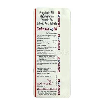 Gabaxia SR 75mg Tablet 10'S - Neuropathic Pain-Dru