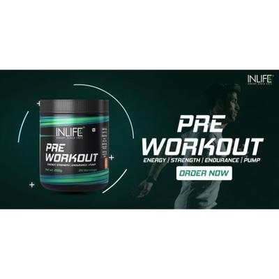 INLIFE Pre Workout Powder - Orange Flavour 200 gm - Energy Drinks