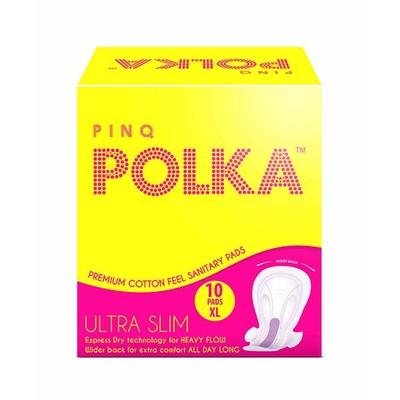 Pinq Polka Sanitary Premium Ultra Slim (XL) Sanitary Pad 10's - Sanitary Napkins