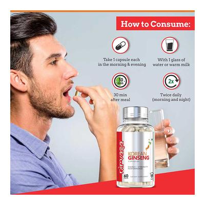 Nirvasa Korean Gingseng Capsule 60's - Herbal Dietary Supplement