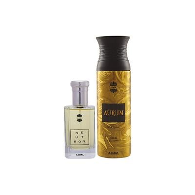 Ajmal Neutron EDP Citrus Fruity Perfume And Aurum Femme Deodorant Fruity Floral Fragrance 300 ml - Perfumes (Edt/Edp)