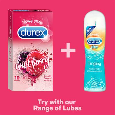 Durex Sensually Flavoured Condoms - Wildberry 10's - Plain/Flavoured Condoms