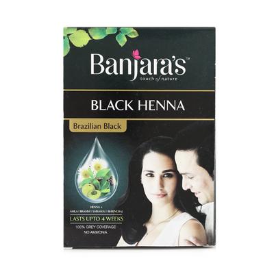 Banjaras Black Henna Hair Colour - Brazilian Black (Pack of 6 x 9 gm) - Henna