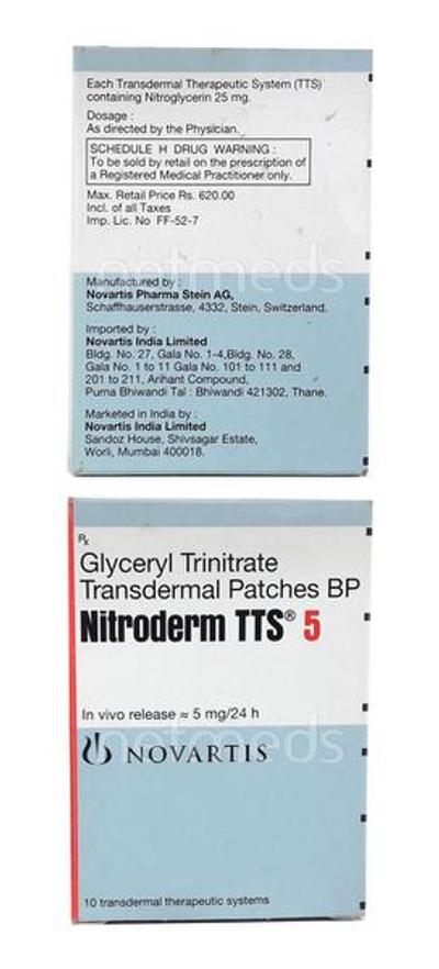 Nitroderm TTS 5 Patch 1's - Angina