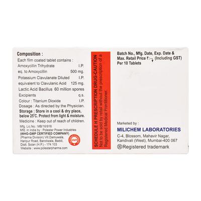 CLAVOMIL 625 Tablet 10's - Bacterial Infections-Pen