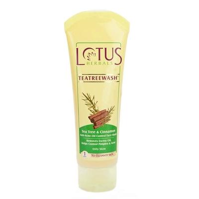 Lotus Herbals Tea Tree Wash Tea Tree & Cinnamon Anti Acne Oil Control Face Wash 120 gm - Face Wash & Cleansers
