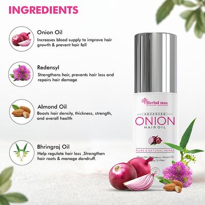 Herbal Max Advanced Pure & Natural Onion Hair Oil 100 ml - Hair Oils