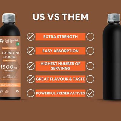 CF L-Carnitine 1500 mg Concentrated Liquid - Citrus Burst Flavour 500 ml - Workout Essentials