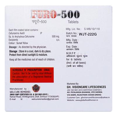 FURO 500 Tablet 6's - Bacterial Infections-Cep