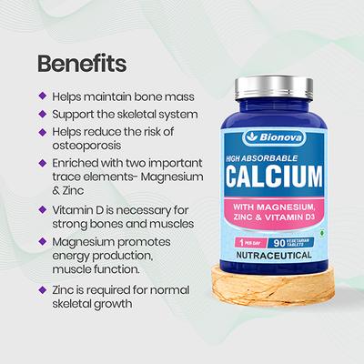 Bionova High Absorbable Calcium Tablet 90's - Calcium And Minerals