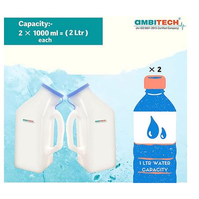 Ambitech Portable Safe Medical Grade Plastic Urine 1000 ml Pot (Pack of 2) - Surgical Instruments