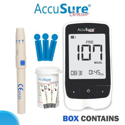 AccuSure Sensor Gluco Meter with 25 Strips - Blood Glucose Monitors/Strips