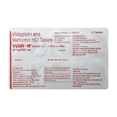 Vysov M 50/500mg Tablet 10'S - Diabetes-Ant