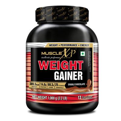 MuscleXP Weight Gainer Powder (13 Servings) - Double Chocolate Flavour 1 kg - Weight Gain
