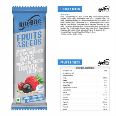 RiteBite Nutrition Assorted Bar - Choco Delite, Yogurt Berry, Peanut Butter, Fruits & Seeds, Nuts & Seeds, Sports Bar (Pack of 10) - Nutritional Bars