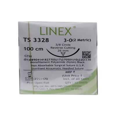 Dolphin Linex Monofilament Ployamide Nylon Suture (TS 3328) (3-0) (100 cm) - Black 1's - Bandages & Dressings
