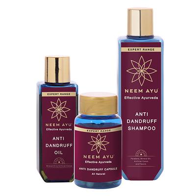 Neem Ayu Anti Dandruff Kit (Anti Dandruff Oil 100 ml + Anti Dandruff Capsule 60's + Anti Dandruff Shampoo 200 ml) - Hair Treatment