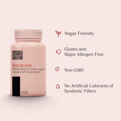 Sheneed Bloat No More Digestive Enzyme Capsule - Pack of 2 x 60's - Digestive Health